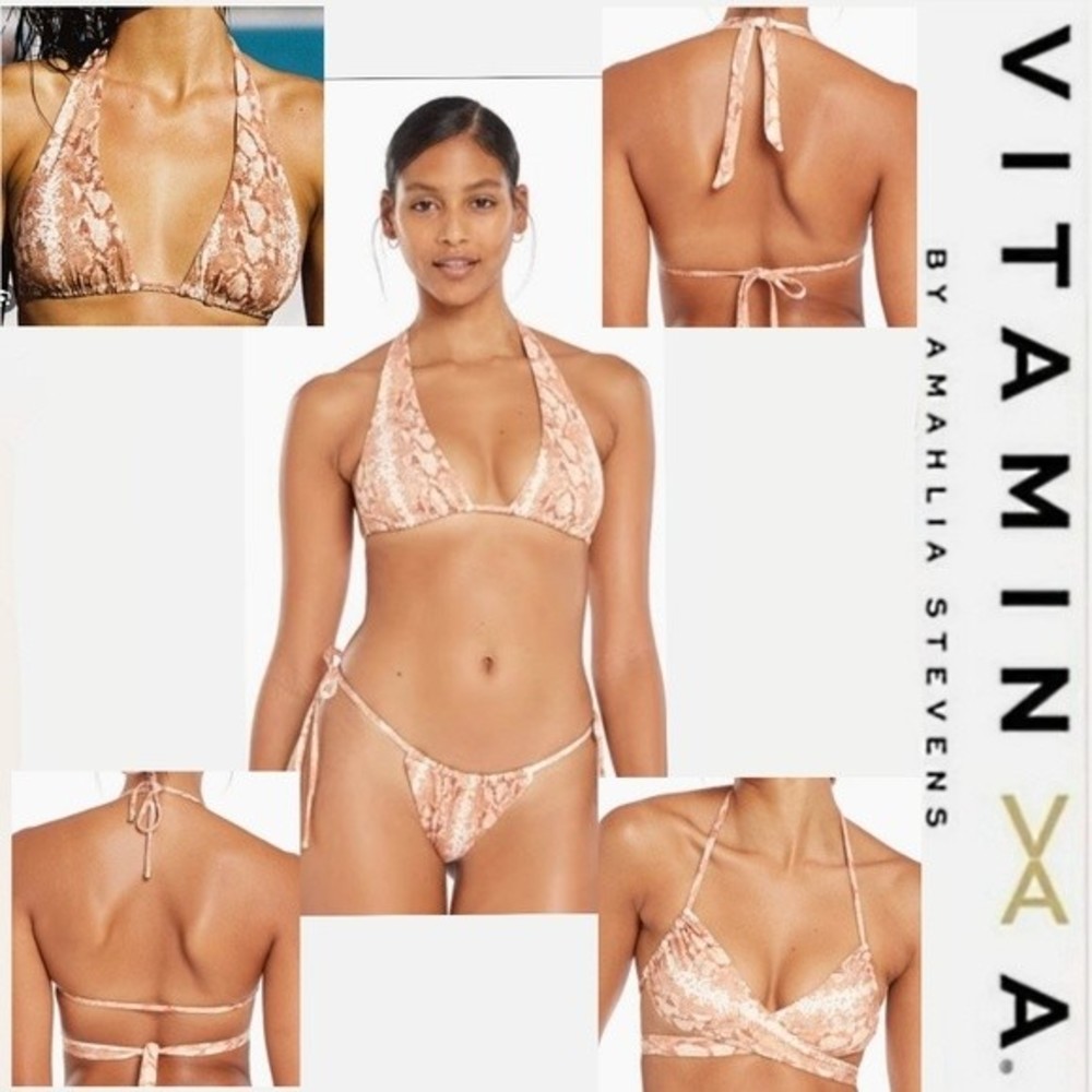 💎NWT Vitamin A 6/S Milana Convertible Sand Snake EcoLux Bikini Top